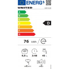 United UWM-9138 Πλυντήριο Ρούχων 9kg 1000 Στροφών United UWM-9138 Πλυντήριο Ρούχων 9kg 1000 Στροφών